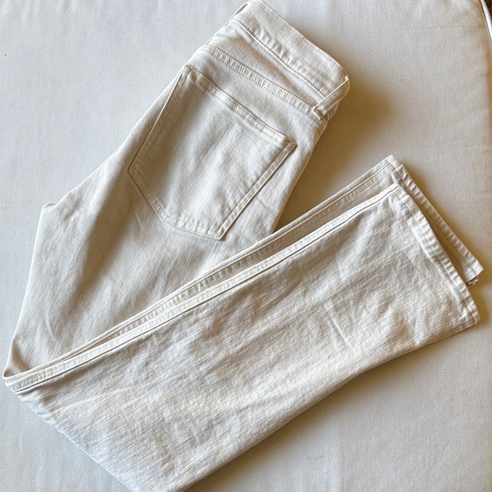 GAP Cream Split-Hem Straight Leg Jeans